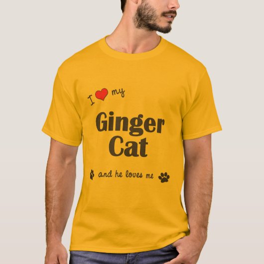 Ik hou van mijn gemberkat (mannenkat) t-shirt (Voorkant)