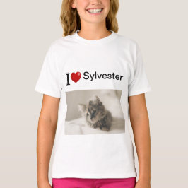 Ik hou van mijn gepersonaliseerde Cat foto T-shirt
