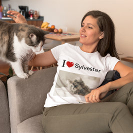 Ik hou van mijn gepersonaliseerde Cat foto T-shirt