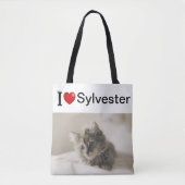 Ik hou van mijn gepersonaliseerde Cat foto Tote Bag (Voorkant)