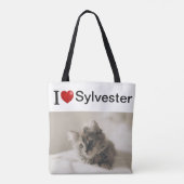 Ik hou van mijn gepersonaliseerde Cat foto Tote Bag (Achterkant)