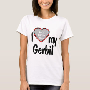 Ik hou van mijn Gerbil - Cute Red Heart Photo Lijs T-shirt