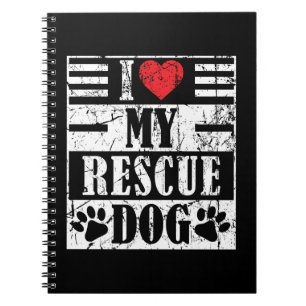 Ik hou van mijn geredde hond Funny vintage huisdie Notitieboek