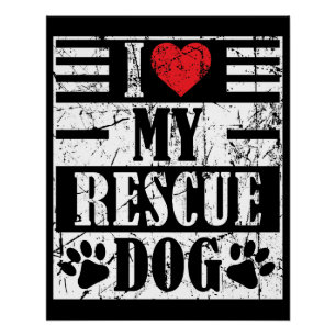 Ik hou van mijn geredde hond Funny vintage huisdie Perfect Poster