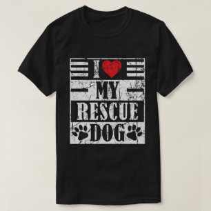 Ik hou van mijn geredde hond Funny vintage huisdie T-shirt