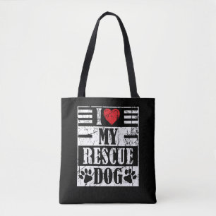 Ik hou van mijn geredde hond Funny Vintage huisdie Tote Bag
