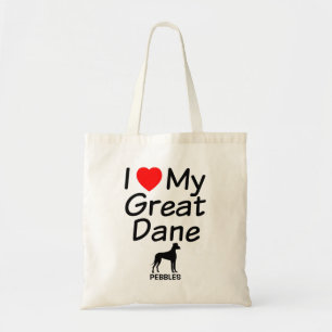 Ik hou van mijn geweldige daanhond tote bag