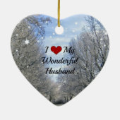 Ik hou van mijn geweldige echtgenoot - Snowy Winte Keramisch Ornament (Achterkant)