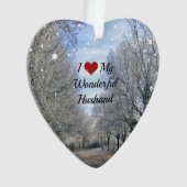 Ik hou van mijn geweldige man - Besneeuwde winterd Ornament (voorkant)