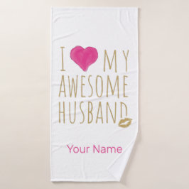 Ik hou van mijn Geweldige man bruiloft Jubileum Badhanddoek
