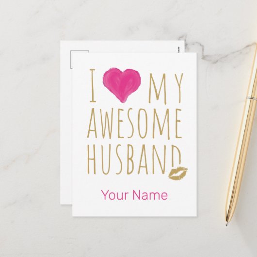 Ik hou van mijn Geweldige man bruiloft Jubileum Feestdagenkaart (Voorkant / Achterkant in situ)