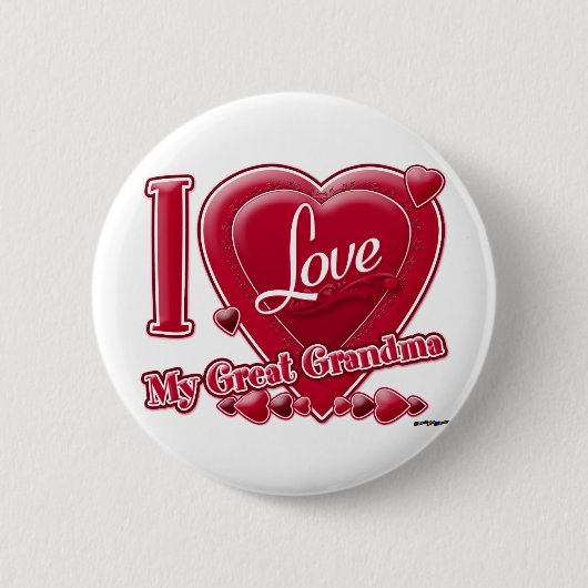 Ik hou van mijn geweldige oma rood - hart ronde button 5,7 cm (Voorkant)