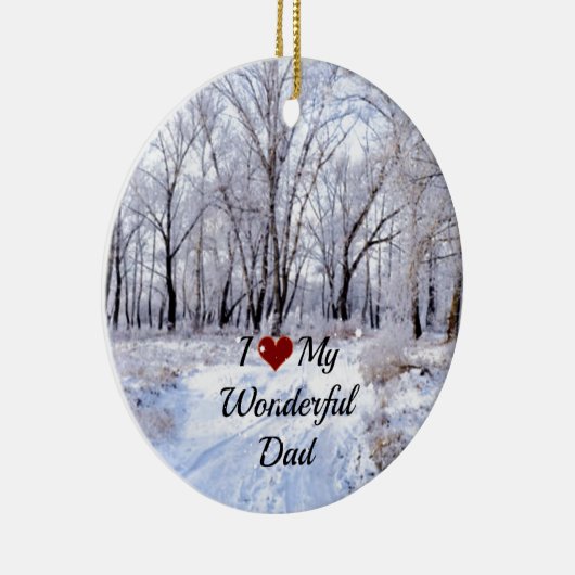 Ik hou van mijn geweldige vader - Besneeuwde winte Keramisch Ornament (Rechts)
