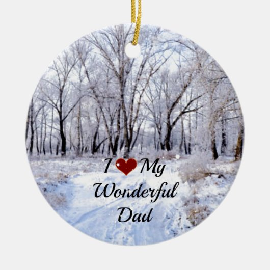 Ik hou van mijn geweldige vader - Besneeuwde winte Keramisch Ornament (Voorkant)