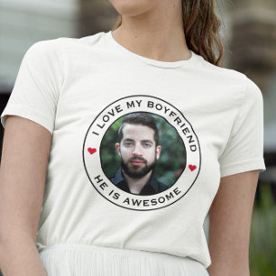 Ik hou van mijn Geweldige vriendje foto tekst hart T-shirt