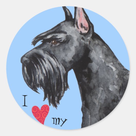 Ik hou van mijn Giant Schnauzer Ronde Sticker (Voorkant)
