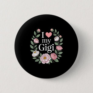 Ik hou van mijn gigi bloemhart oma ronde button 5,7 cm