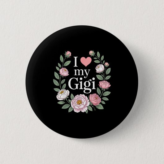 Ik hou van mijn gigi bloemhart oma ronde button 5,7 cm (Voorkant)