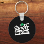 Ik hou van mijn Ginger Redhead Shamrock St Patrick Sleutelhanger (Voorkant)