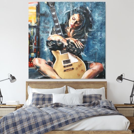 Ik hou van mijn gitaar canvas afdruk (Insitu (Slaapkamer))