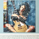 Ik hou van mijn gitaar canvas afdruk (Insitu (Houten vloer))