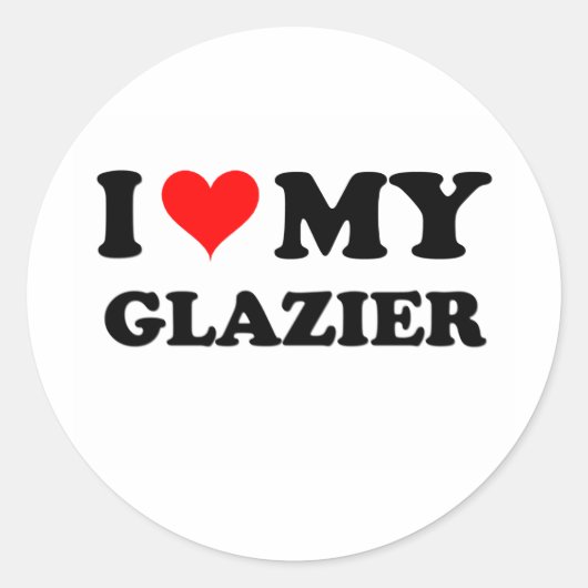 Ik hou van mijn Glazier Ronde Sticker (Voorkant)