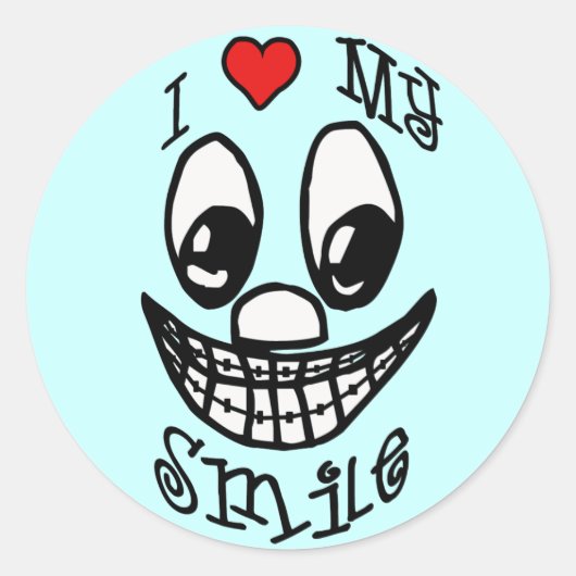 Ik hou van mijn glimlach ronde sticker (Voorkant)
