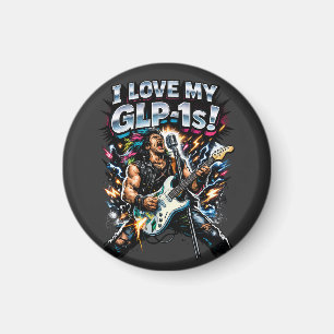 Ik hou van mijn GLP-1s Rockgitarist Neon Grafisch  Magneet