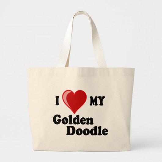 Ik hou van mijn Golden Doodle Dog Grote Tote Bag (Voorkant)