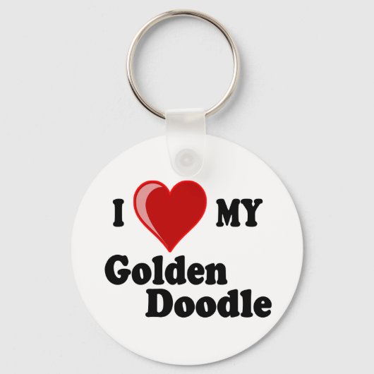 Ik hou van mijn Golden Doodle Dog Sleutelhanger (Voorkant)