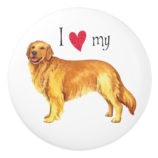 Ik hou van mijn Golden Keramische Knop (Voorkant)