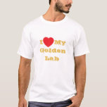 Ik hou van mijn Golden Lab T-shirt<br><div class="desc">Mannen Classic T-Shirt In Witte Kleur en Tekst In Gouden Geel Kleur en casual leuk mode statement kleding accessoire bedrukt met aanpasbare sjabloon tekst zin I ♥️ Mijn Gouden Geel Lab op Petten, Shirten en Huisdieren Producten door TheFabricSeal print on demand shop op Zazzle.com #ZazzleMade https://www.zazzle.com/store/thefabricseal Comfortabel, casual en los...</div>