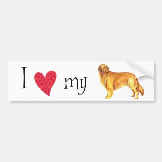 Ik hou van mijn Golden Retriever Bumpersticker (Voorkant)