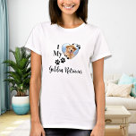 Ik hou van mijn Golden Retriever Cute Heart Dog Fo T-shirt<br><div class="desc">Neem je beste vriend mee overal waar je met dit aangepaste gouden hondenliefhebber van de aanwinst-en-ophaal-huisfoto's shirt gaat! Een moet hebben voor elk hondenliefhebber, hondenmam en hondenvader. Dit shirt citeert "I Love My Golden Retriever" en is leuk en aardig voor je favoriete hondenras... Pas je aan met de favoriete foto...</div>