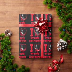 Ik hou van mijn goth-vriendin druppelend rood hart cadeaupapier