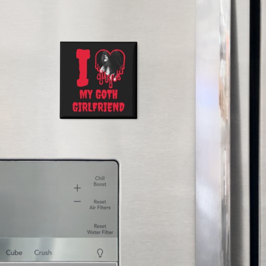 Ik hou van mijn goth-vriendin druppelend rood hart magneet (Insitu (Koelkast))