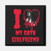 Ik hou van mijn goth-vriendin druppelend rood hart magneet (Voorkant)