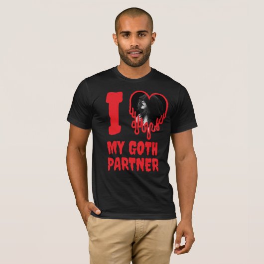 Ik hou van mijn Gothic partner rode bloedhart foto T-shirt (Voorkant volledig)