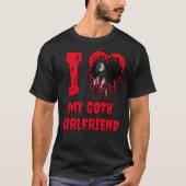 Ik hou van mijn Gothic Vriendin Cartoon Hart Valen T-shirt (Voorkant)