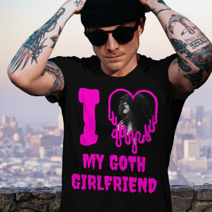 Ik hou van mijn Gothic Vriendin Roze Drip Hart Fot T-shirt