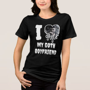 Ik hou van mijn Gothic vriendje witte hart foto Tri-Blend Shirt