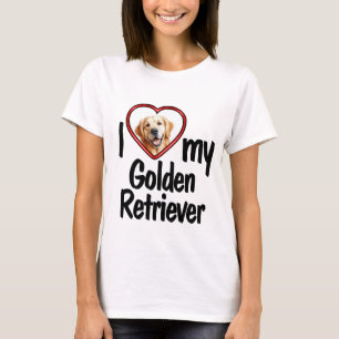 Ik hou van mijn gouden retriever knuffel hart foto t-shirt