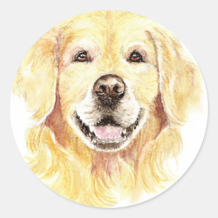 Ik hou van mijn gouden riever, hond, dichter ronde sticker