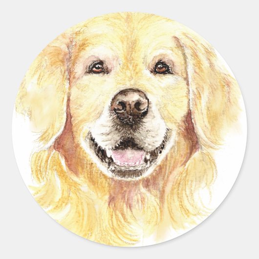 Ik hou van mijn gouden riever, hond, dichter ronde sticker (Voorkant)