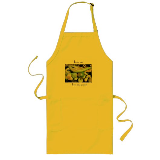 Ik hou van mijn Gourds Apron—voor de gourd minnaar Lang Schort (Voorkant)