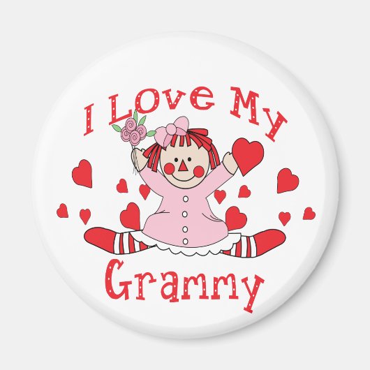 Ik hou van mijn Grammy Rag Doll & Hearts Magneet (Voorkant)