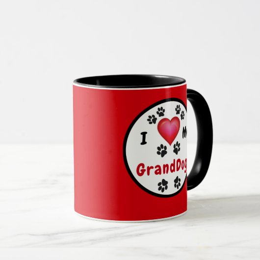 Ik hou van mijn GrandDog-Mok, verander KLEUREN en  Mok (Voorkant rechts)
