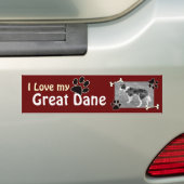 Ik hou van mijn Great Dane Bumpersticker (Op auto)