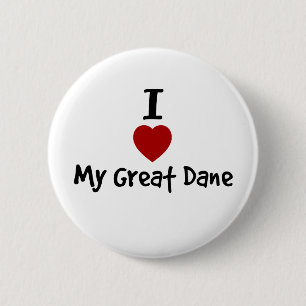 Ik hou van mijn Great Dane Ronde Button 5,7 Cm