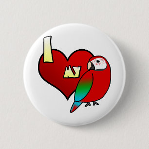 Ik hou van mijn Greenwing Macaw Ronde Button 5,7 Cm